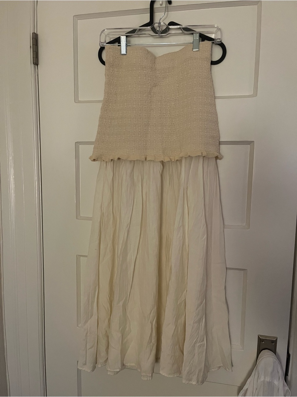Zara Cream Maxi Skirt with Textured Waistband